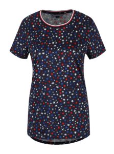 Tmavomodré dámske tričko s motívom hviezd Tommy Hilfiger