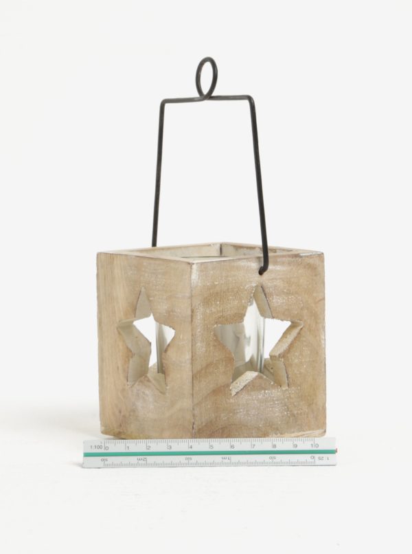 Svetlohnedý závesný svietnik s otvormi v tvare hviezd Sass & Belle Cubic