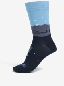 Tmavomodré unisex ponožky so vzorom Fusakle Štrbské pleso