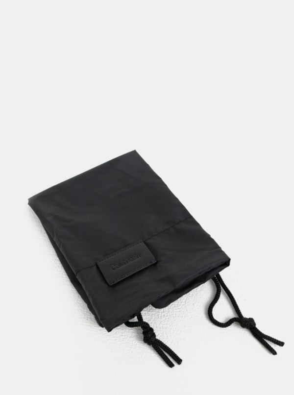 Čierna kožená cestovná taška s vakom Calvin Klein Jeans