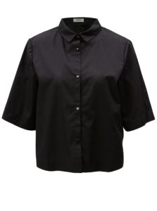 Čierna voľná skrátená košeľa s dierkovaným vzorom Moss Copenhagen