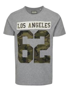 Sivé tričko s potlačou Los Angeles Shine Original