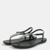Čierne sandálky s ozdobou v striebornej farbe Ipanema Charm V