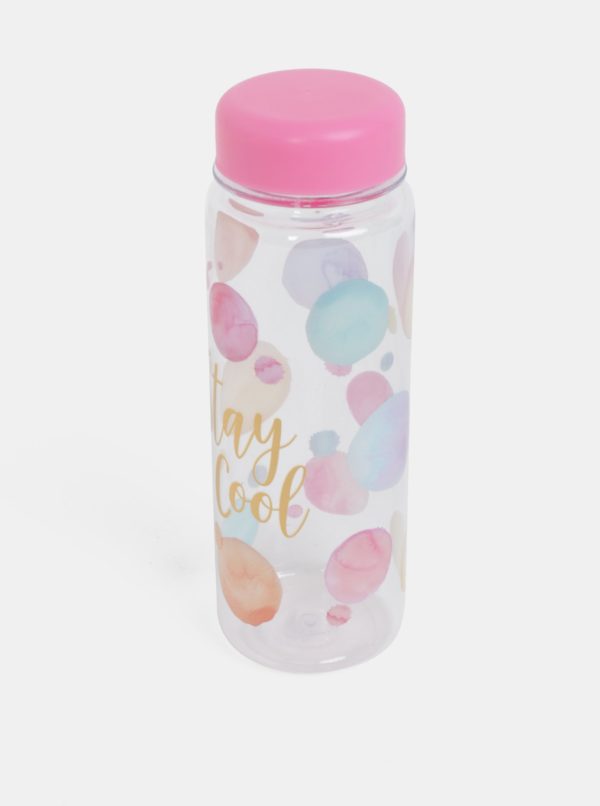Ružová fľaša s potlačou Sass & Belle Paint Splash Clear