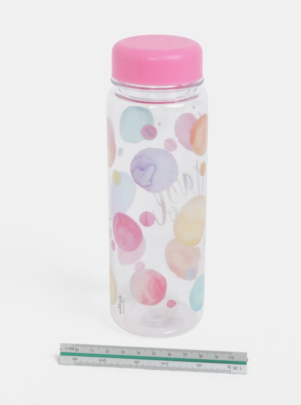 Ružová fľaša s potlačou Sass & Belle Paint Splash Clear