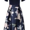 Tmavomodré šaty s kvetovanou sukňou AX Paris