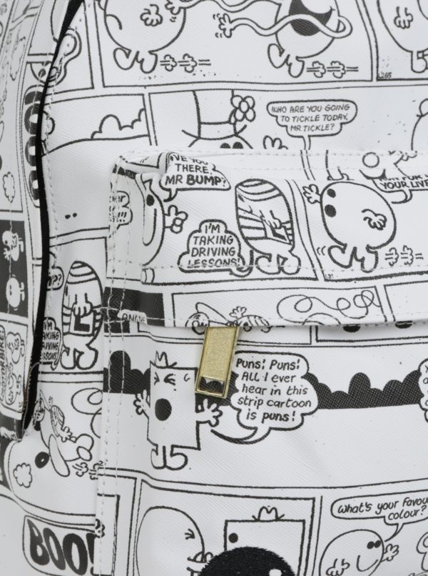 Čierno-biely vodovzdorný batoh s komiksom Mi-Pac Gold Vintage Strips