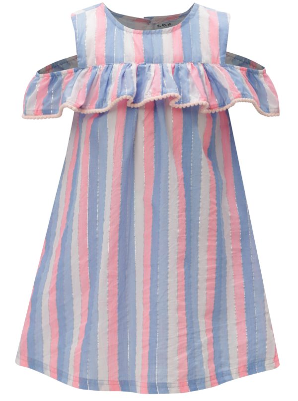 Ružovo-modré dievčenské pruhované šaty 5.10.15.