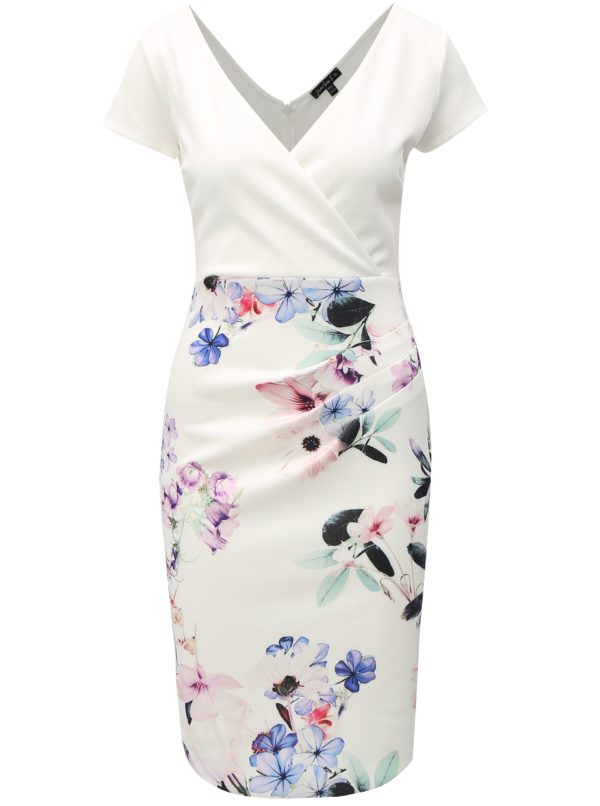 Biele kvetované puzdrové šaty Dorothy Perkins