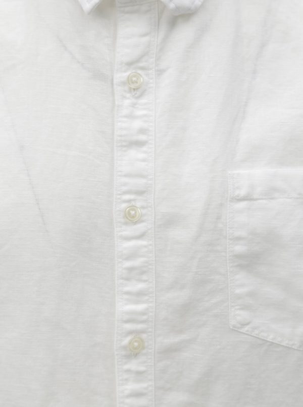 Biela ľanová košeľa s krátkym rukávom Burton Menswear London