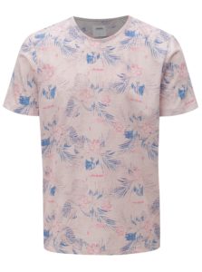Svetloružové kvetované tričko s krátkym rukávom Burton Menswear London