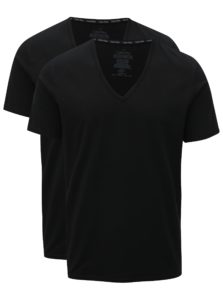 Súprava dvoch pánskych čiernych slim fit tričiek pod košeľu Calvin Klein 