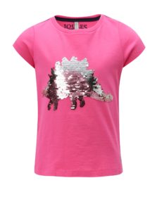Ružové dievčenské tričko s magickými flitrami Tom Joule Welly