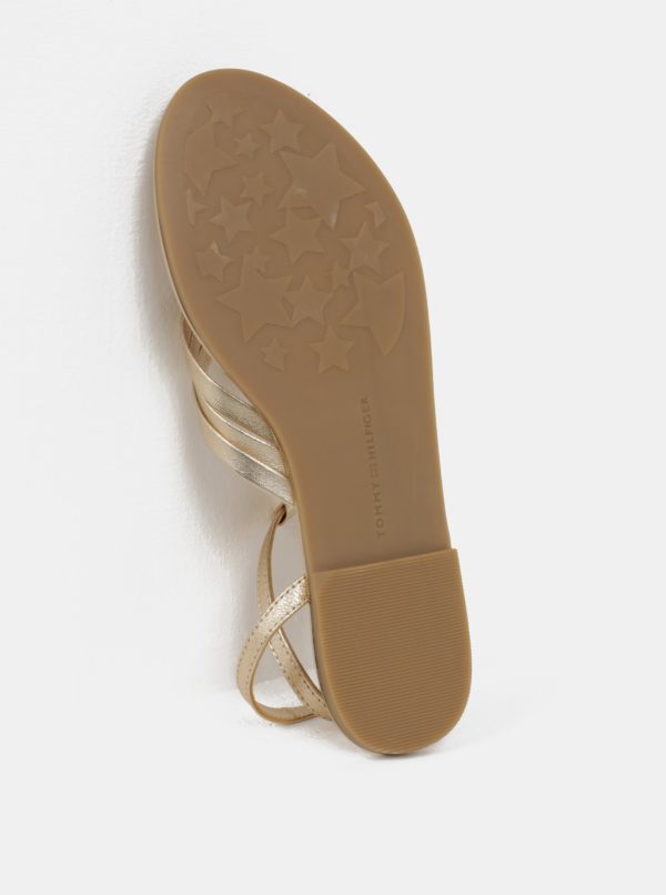 Dámske kožené sandále v zlatej farbe Tommy Hilfiger