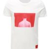 Červeno-biele pánske tričko s potlačou a nášivkou Calvin Klein Jeans