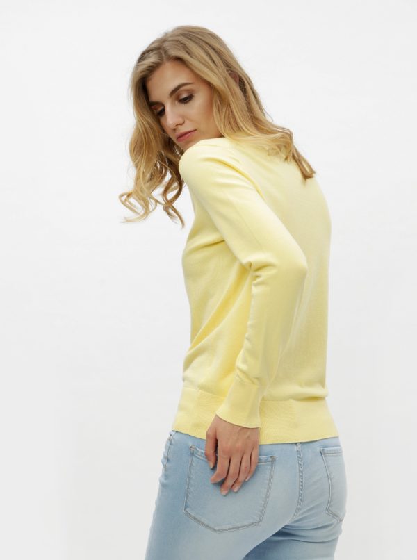 Žltý dámsky sveter s véčkovým výstrihom Tommy Hilfiger