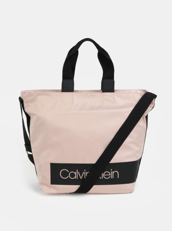 Svetloružová veľká kabelka Calvin Klein Jeans
