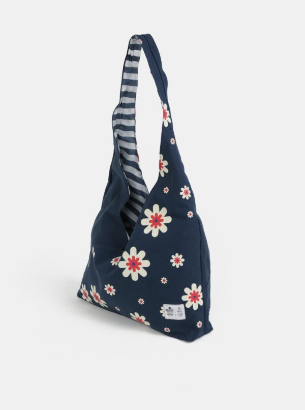 Tmavomodrá kvetovaná taška cez rameno WOOX Sacculi Flos