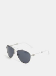 Biele slnečné okuliare s detailmi v striebornej farbe Gionni