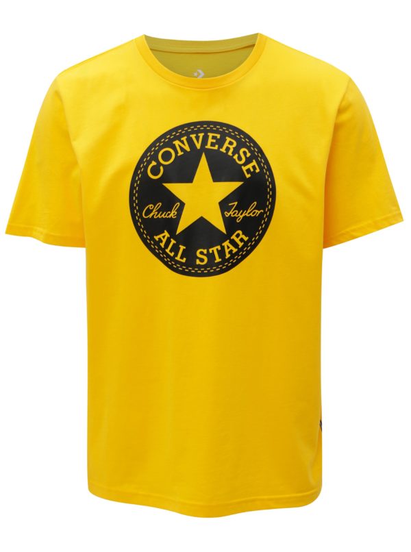 Žlté pánske tričko s potlačou Converse Chuck Patch