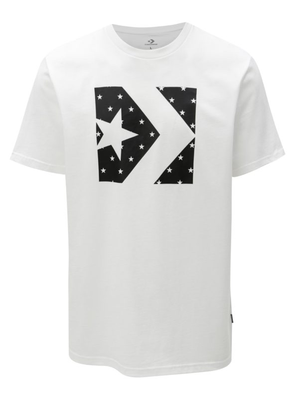 Čierno-biele pánske tričko s potlačou Converse Star Fill Chevron