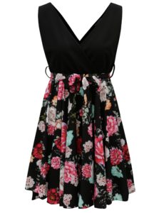 Čierne šaty s kvetovanou áčkovou sukňou Haily´s Janna