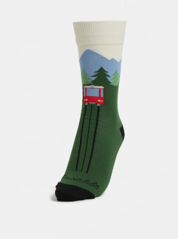Zelené unisex ponožky s motívom Tatier Fusakle Hrebienok