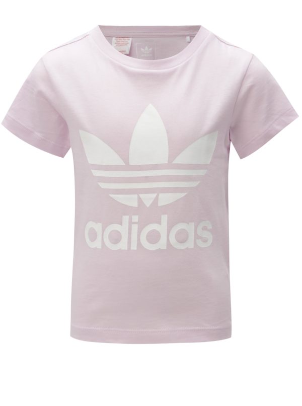 Svetlofialové dievčenské tričko s potlačou adidas Originals Trefoil
