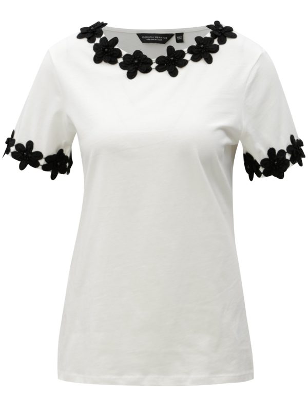 Biele tričko s čipkovanými detailmi Dorothy Perkins