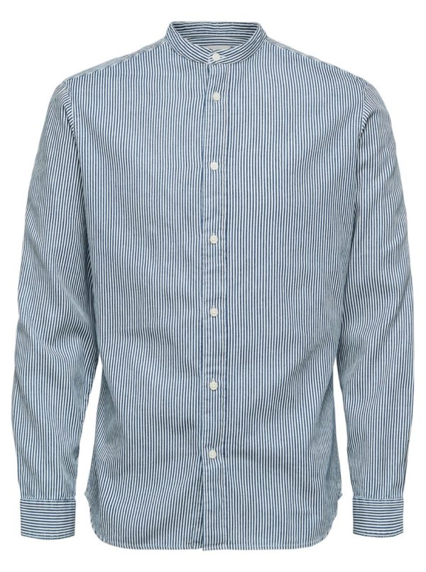 Bielo-modrá pruhovaná slim fit košeľa Selected Nolan