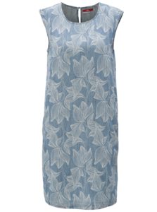 Modré vzorované šaty s prímesou ľanu s.Oliver