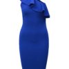 Modré asymetrické šaty s volánom AX Paris