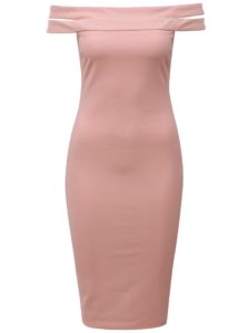 Ružové puzdrové šaty s odhalenými ramenami AX Paris