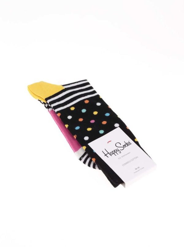 Čierno-ružové dámske ponožky Happy Socks Stripe Dot