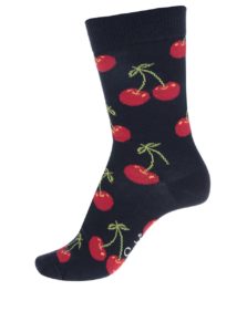 Tmavomodré dámske ponožky so strapcami Happy Socks Cherry