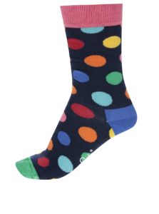 Tmavomodré unisex bodkované ponožky Happy Socks Big Dot