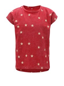 Červené dievčenské vzorované tričko Name it Fluvva