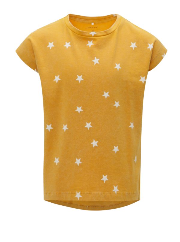 Žlté dievčenské vzorované tričko Name it Fluvva