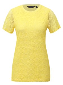 Žlté čipkované tričko s krátkym rukávom Dorothy Perkins