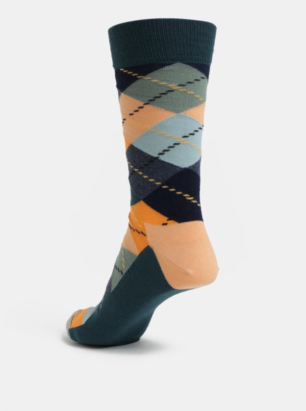 Oranžovo-zelené pánske vzorované ponožky Happy Socks Argyle