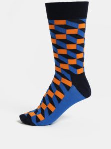 Oranžovo-modré pánske ponožky Happy Socks Filled Optic Sock