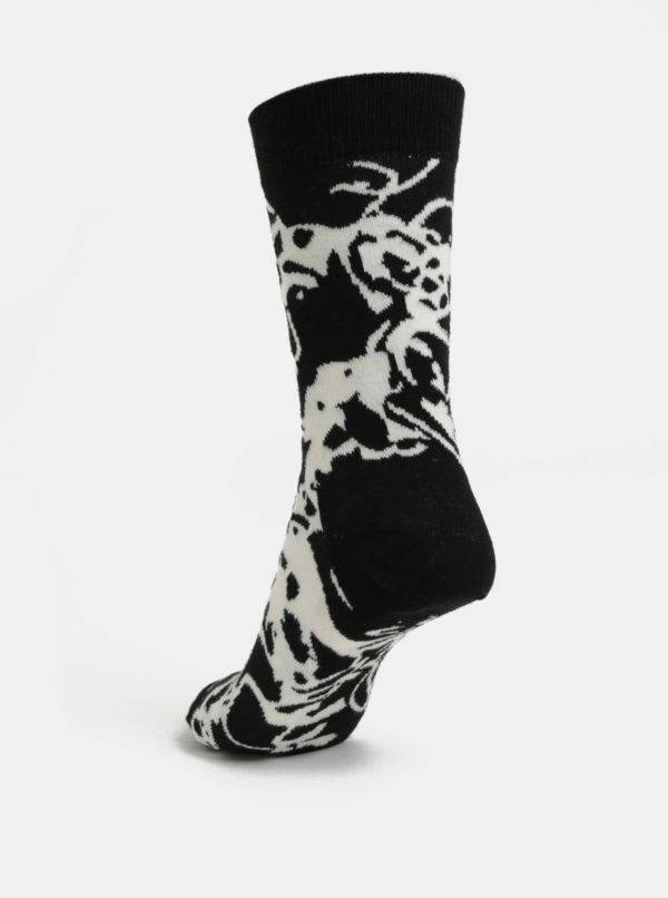 Bielo-čierne dámske vzorované ponožky Happy Socks Marble