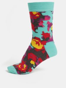Modré dámske vzorované ponožky Happy Socks Flower