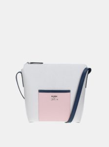 Ružovo-biela kožená kabelka ELEGA