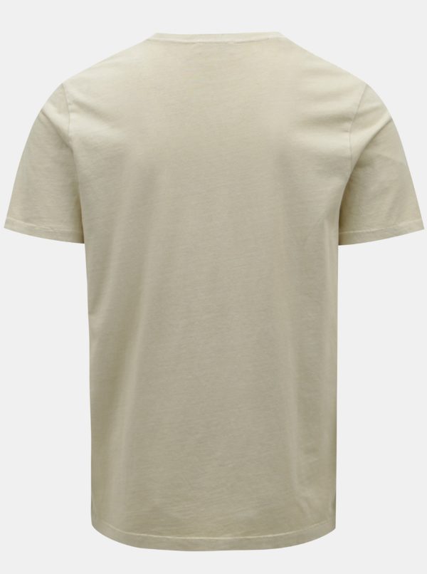 Béžové tričko s potlačou Selected Homme