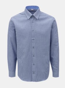 Modrá pánska vzorovaná košeľa s dlhým rukávom VAVI