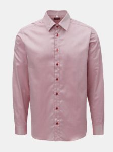 Ružová pánska pruhovaná košeľa s dlhým rukávom VAVI