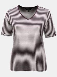 Krémovo-fialové pruhované regular tričko Ulla Popken