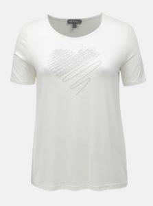 Krémové tričko s aplikáciou v tvare srdca Ulla Popken
