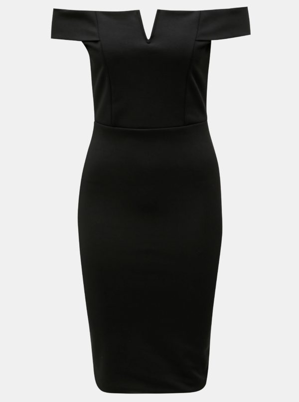 Čierne puzdrové šaty s odhalenými ramenami MISSGUIDED